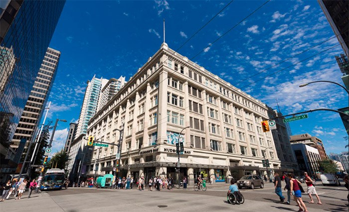  The exterior of the iconic HBC building in downtown Vancouver. | Photo credit: Leonard Whistler