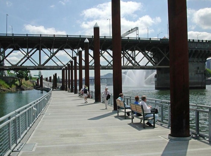  A proposed connection between Sapperton Landing Park and Westminster Pier Park would include a floating greenway. City officials say it would rise and fall with the tide, such as what's been implemented in the Vera Katz Eastbank Trail on the Willamette River in Portland, Oregon. (PHOTO COURTESY OF PORTLAND PARKS & RECREATION, PORTLAND, OR.)