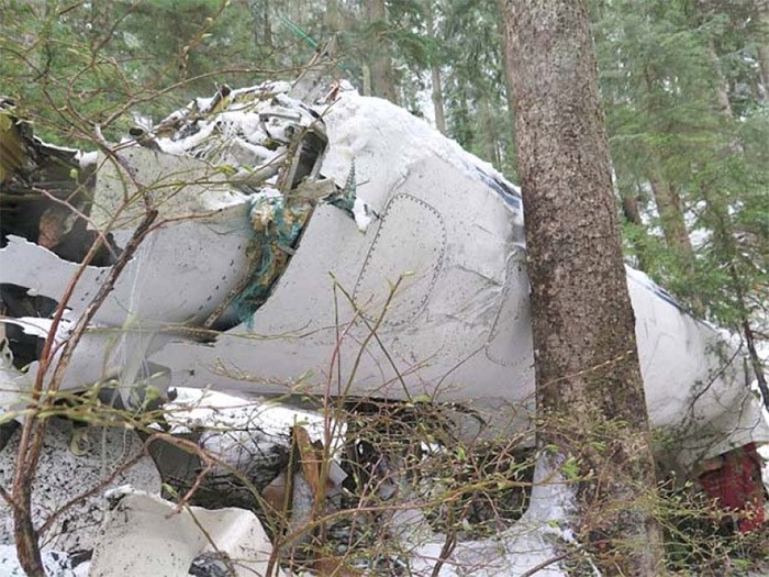  Wreckage of the plane that crashed in the North Shore Mountains. Photo SUPPLIED, TRANSPORTATION SAFETY BOARD