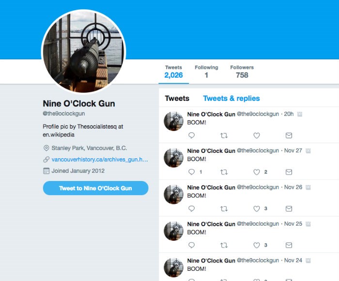  Nine O'Clock Gun/Twitter