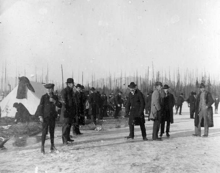 A photo of people skating at Vancouver's Trout Lake in the 1890s.
City of Vancouver Archives