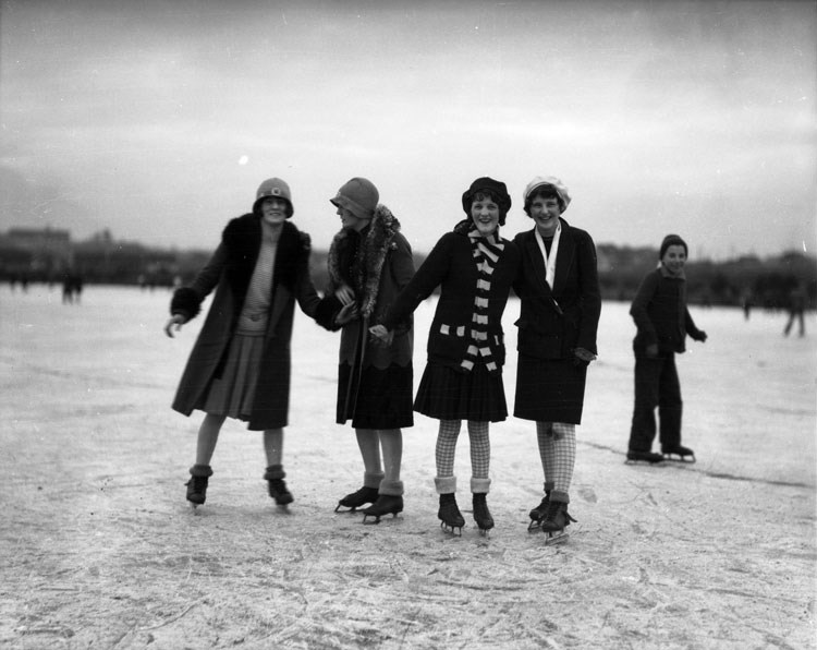  Girls Skating on Trout Lake, 1929. City of Vancouver Archives 99-1902