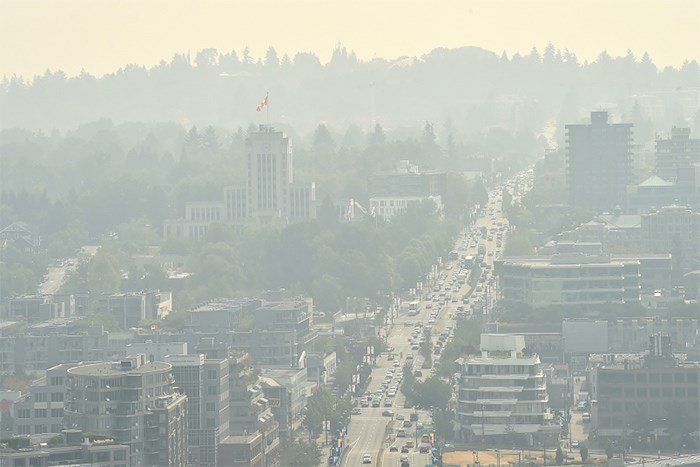  A smoky haze hung over Vancouver and the Lower Mainland for a record number of days this summer. Metro Vancouver issued five different air quality advisories spanning 19 days. Photo Dan Toulgoet