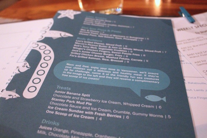 YEW seafood + bar kids' menu (Lindsay William-Ross)