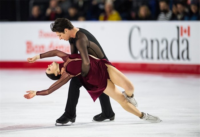  Tessa Virtue, front, and Scott Moir perform their free dance during the senior ice dance competition at the Canadian Figure Skating Championships in Vancouver, B.C., on Saturday January 13, 2018. THE CANADIAN PRESS/Jonathan Hayward