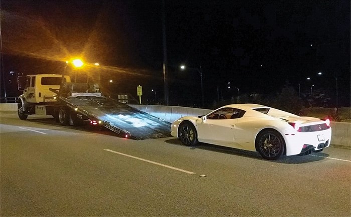 Wang had his Ferrari impounded after police clocked him going 210 kilometers per hour on the Lions Gate Bridge last July. photo West Vancouver Police