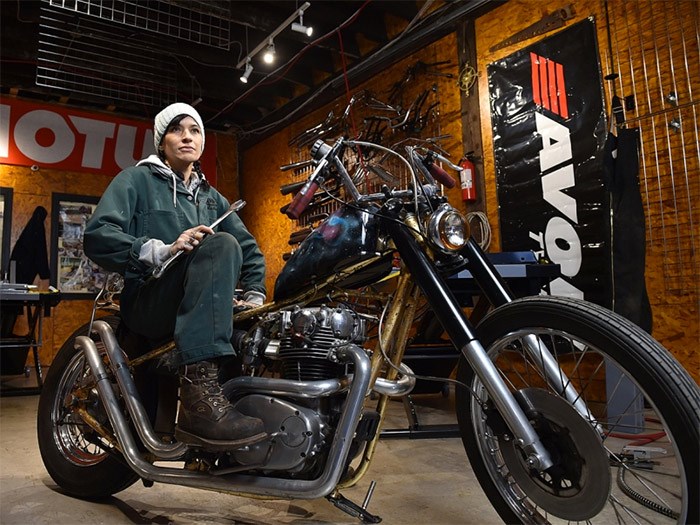  Lack of space and a sense of community are what drew Tori Tucker to the Vancouver Motorcycle Collective. Photo Dan Toulgoet