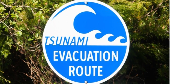  Tsunami sign/Shutterstock