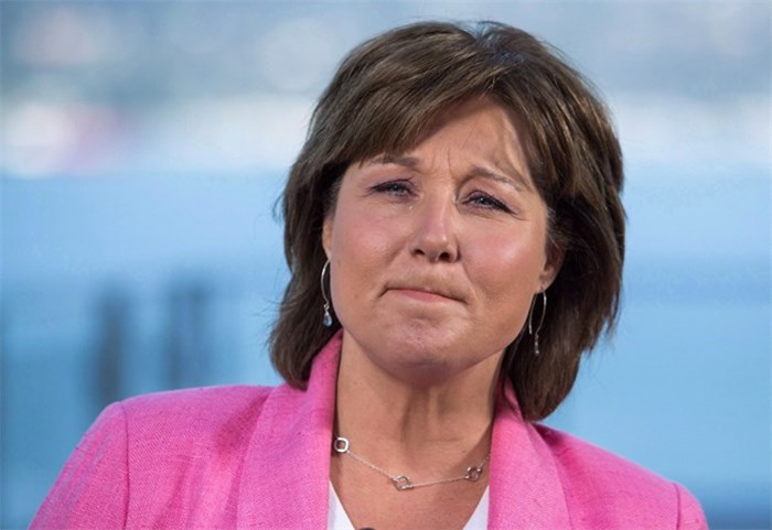  Former B.C. premier Christy Clark speaks to media in Vancouver, B.C., on Monday, July 31, 2017. Clark has weighed in on the discussion around sexual misconduct in Canadian politics, saying she saw plenty of 