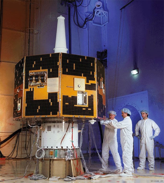  The IMAGE satellite being prepared for launch in 2000. - Photo from www.nasa.gov