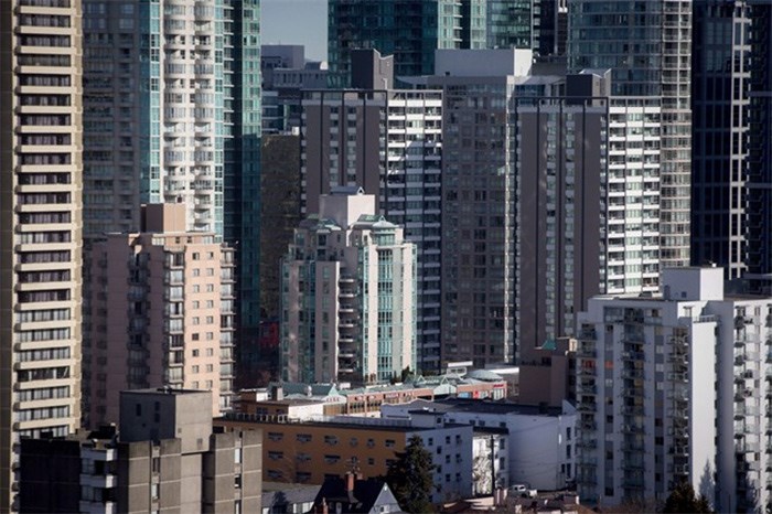  Condos and apartment buildings are seen in downtown Vancouver, B.C., on February 2, 2017. The Real Estate Board of Greater Vancouver says demand continues to be high for attached homes and condominiums in Metro Vancouver and less so for detached homes. THE CANADIAN PRESS/Darryl Dyck