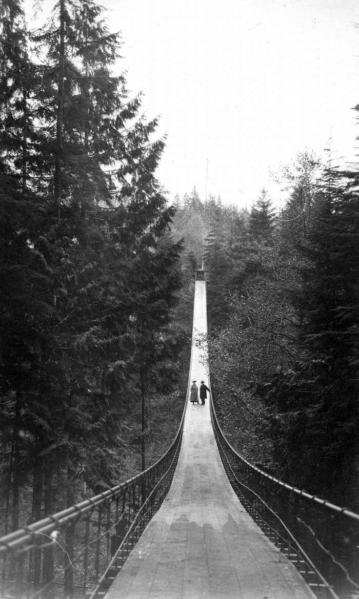  Capilano Suspension Bridge circa 1917 (Photo via Vancouver Archives)