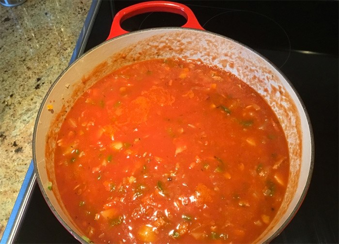  Times Colonist reader Gerry Stacey whipped up some B.C. Ferries clam chowder. Photograph by Gerry Stacey