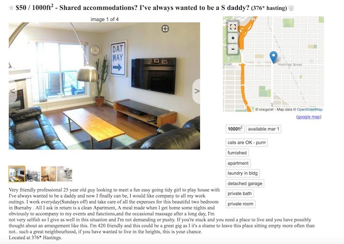 Craigslist Daddy Seeks Roomie Who Ll Pay In Dates