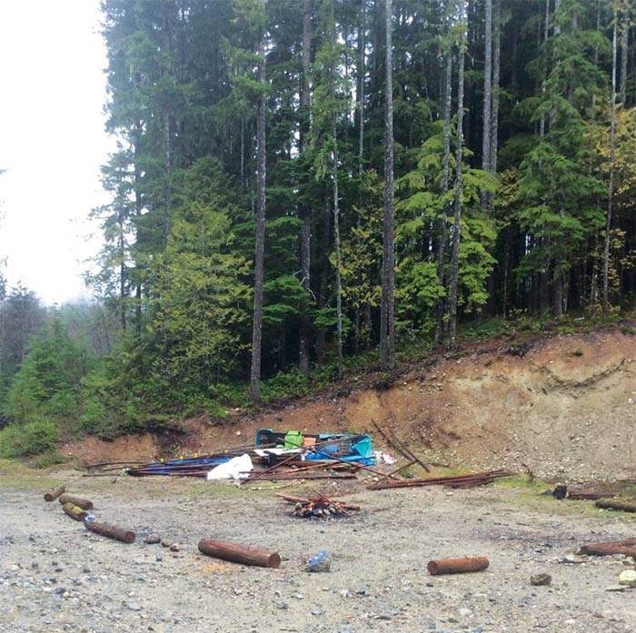  Garbage left behind from a protest camp beside the Roberts Flume Forest Service Road in Roberts Creek.