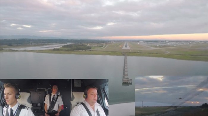  British Airways Captain Dave Wallsworth, right, has been sharing videos of his view as the plane lands. This time, someone was on the ground filming him, too.