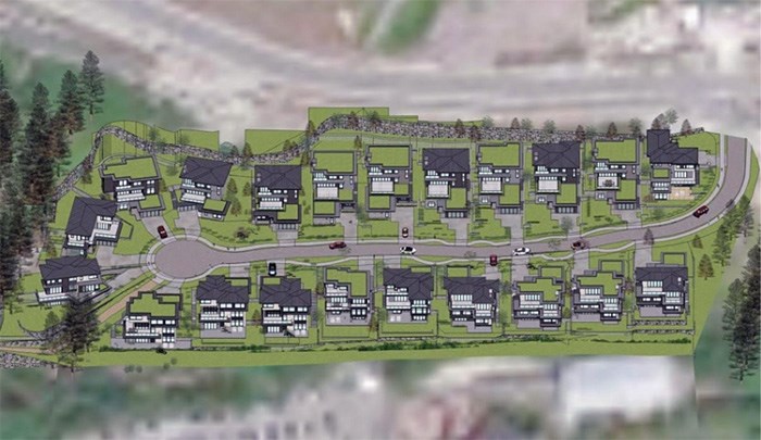  An overhead new view of 21 new single-family homes on Hollyburn in West Vancouver. image supplied