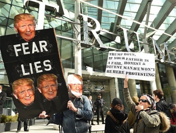  Protesters were at the opening of the Trump hotel in Vancouver in February 2017. - Dan Toulgoet
