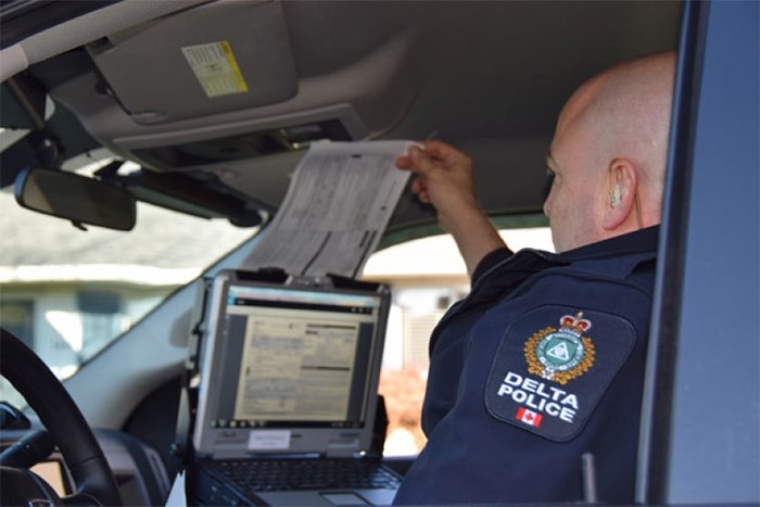  Delta police are the first police agency in the province to roll-out the new e-Ticket system in a pilot project that started on Monday.   Photograph By Delta Police