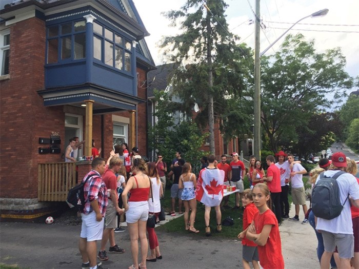  A member of Joan Gibbs' family took a photo of the beer pong festivities and crowd of partying students that greeted them when they returned to their Airbnb accommodation in Ottawa on Canada Day. photo supplied