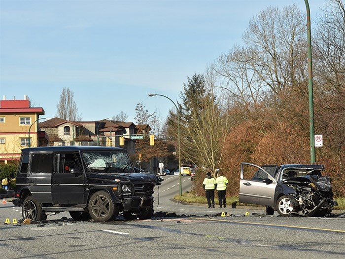  Police are investigating an accident involving two motor vehicles on Grandview Highway. They expect the section of road between Nanaimo and Slocan Street to be closed for most of the morning. Photo Dan Toulgoet