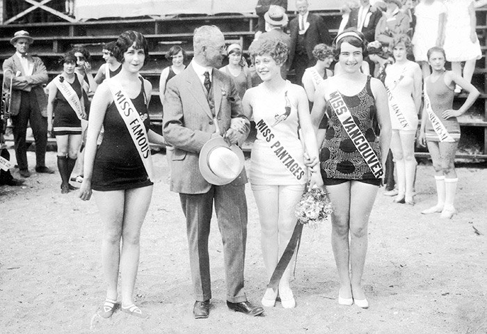  Mayor Taylor judging Bathing Beauty Contest held at English Bay, 1928. Photo: Vancouver Archives Item: CVA 1477-668