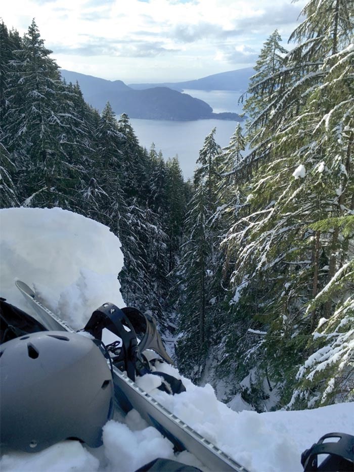  The view of Howe Sound as seen from a cliff ledge above Montizambert Creek where Bobby Joyce was stranded, waiting for help. photo supplied, Bobby Joyce
