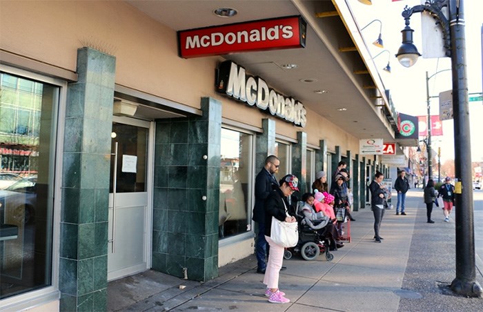 Police were called to this McDonald’s at 2570 Commercial Drive on March 15 after a distraught man threatened to harm himself. He survived after catching fire. Photo Saša Laki