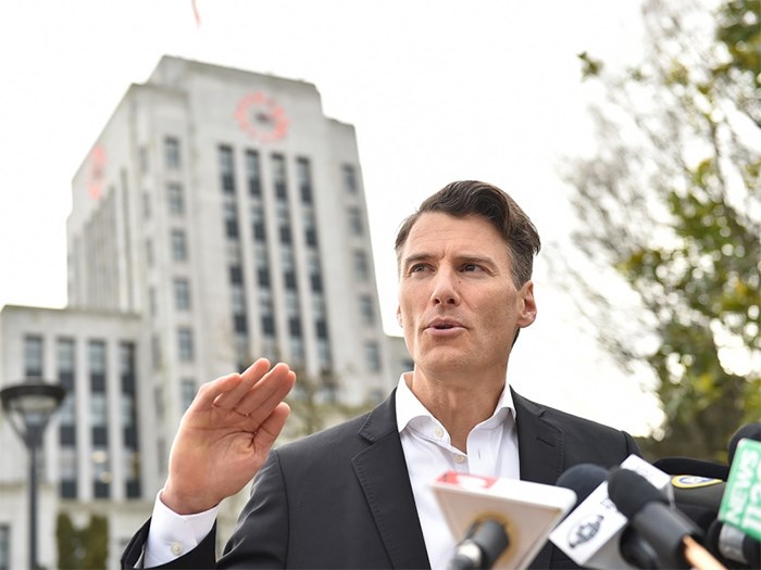  Mayor Gregor Robertson announcing in January that he will not seek a fourth term as mayor. Photo Dan Toulgoet