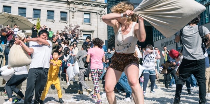  Vancouver Pillow Fight Day (LeonWang/Shutterstock)