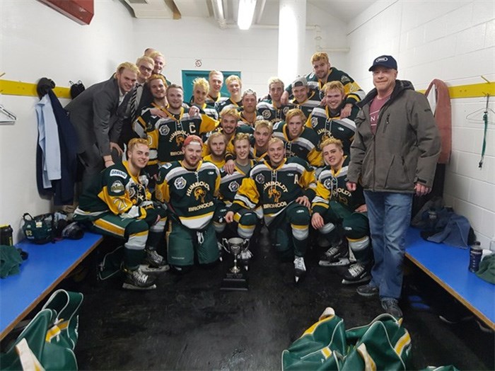  Members of the Humboldt Broncos junior hockey team are shown in a photo posted to the team Twitter feed, @HumboldtBroncos on March 24, 2018 after a playoff win over the Melfort Mustangs. Saskatchewan's Ministry of Justice says one of the deceased in Friday's bus crash involving the Humboldt Broncos was misidentified. THE CANADIAN PRESS/HO-Twitter-@HumboldtBroncos 