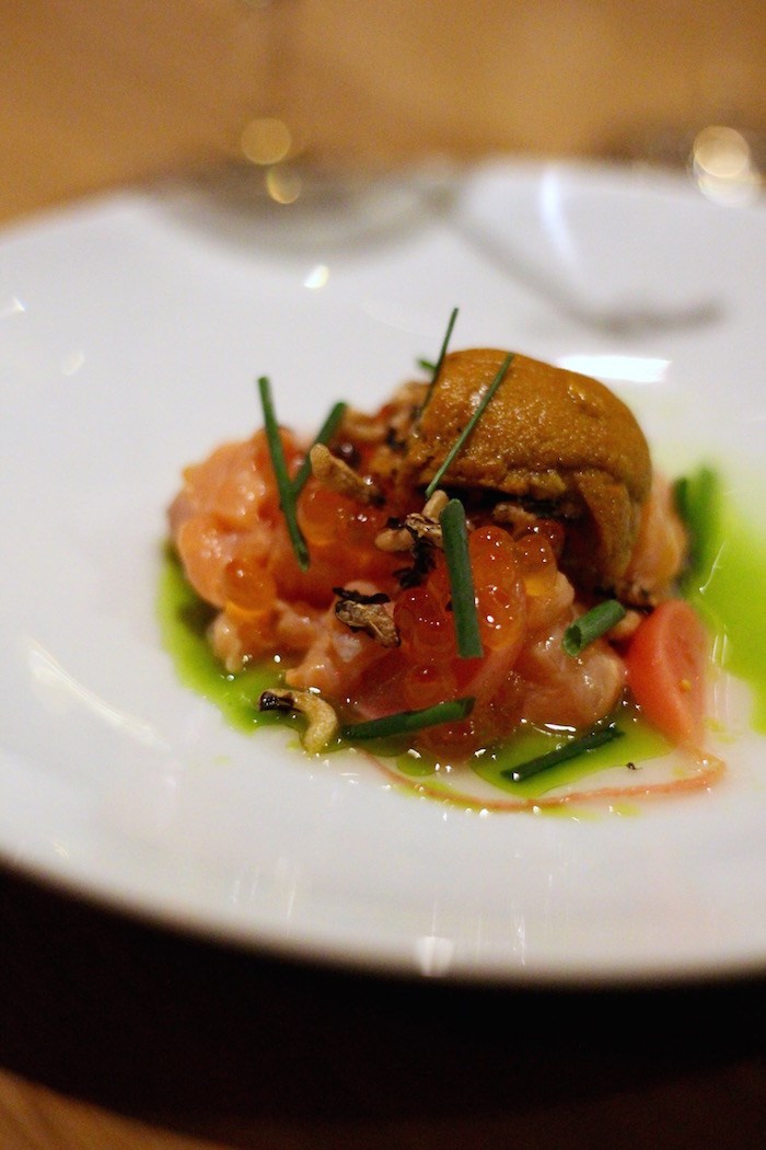  Coho Salmon Tartare paired with a cocktail made with Odd Society Spirits Oaken Wallflower Gin (Lindsay William-Ross/Vancouver Is Awesome)