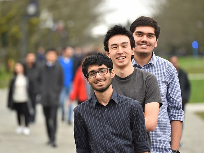  UBC students (l-r) Daanyaal Sobani, Léo Chazalon and Aditya Chinchure are behind the Realtors of Vancouver Instagram page. Photo Dan Toulgoet