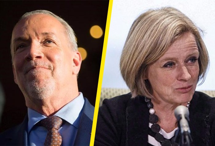  Premiers Horgan and Notley. Photos Canadian Press.