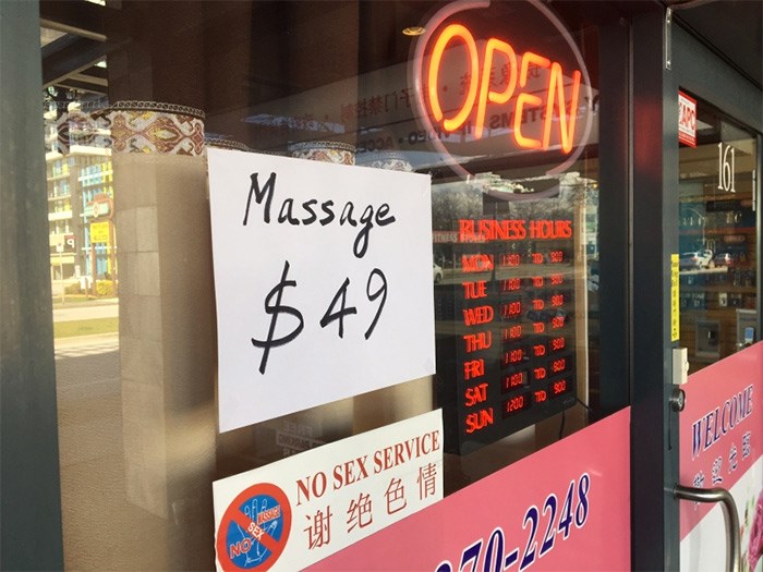  A massage parlour on Minoru Boulevard felt it necessary to post a 