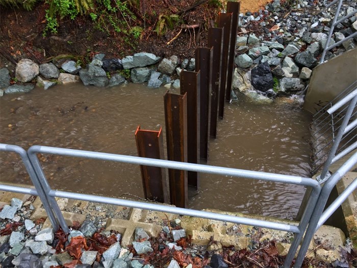  The water appears murky downstream from Kinder Morgan's terminal in Burnaby Friday afternoon.   Photograph By Submitted