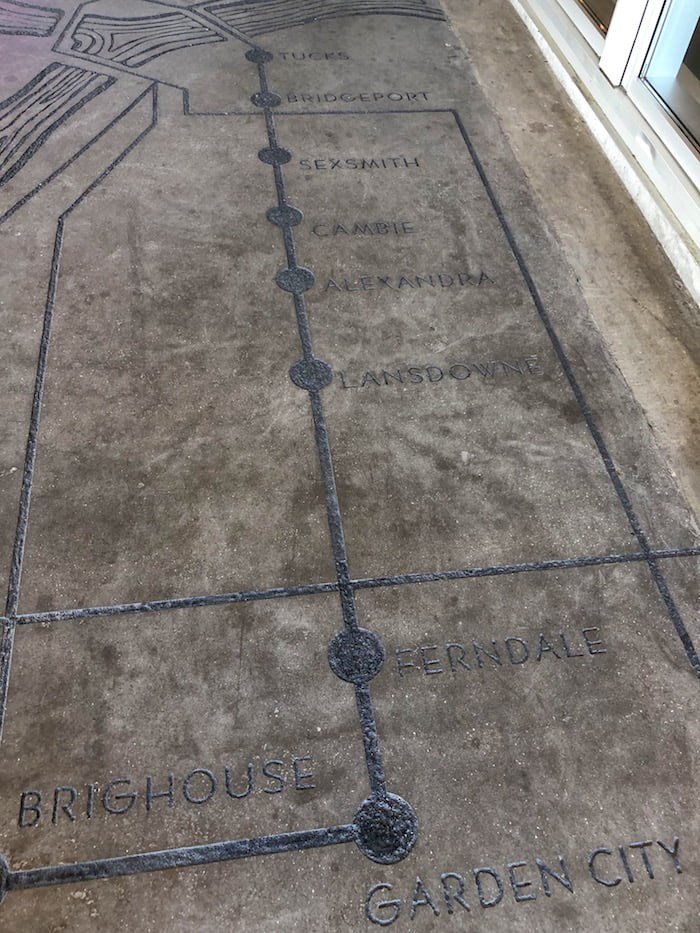  The map of the Lulu Island Line is in concrete at the entrance to the museum (Lindsay William-Ross/Vancouver Is Awesome)