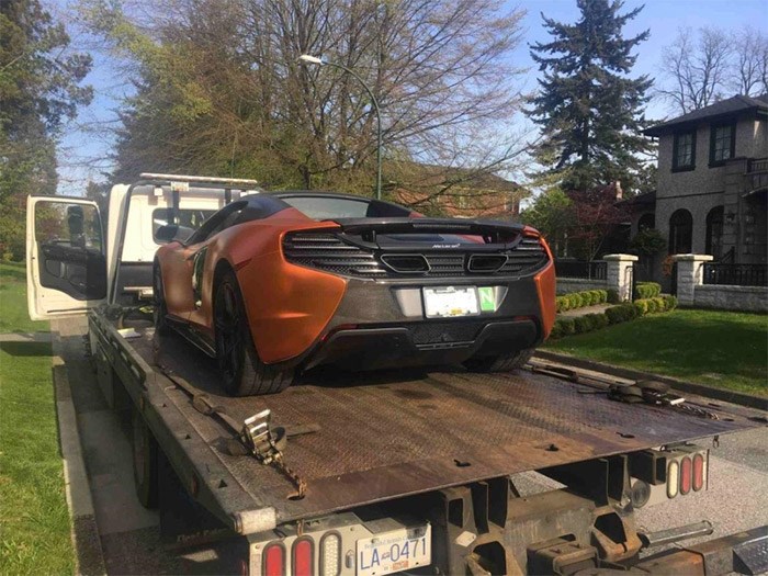  The driver of this 2015 McLaren was pulled over by Vancouver police after speeding through a school zone at 72 kilometres an hour. Photo VPD Traffic Unit/Twitter