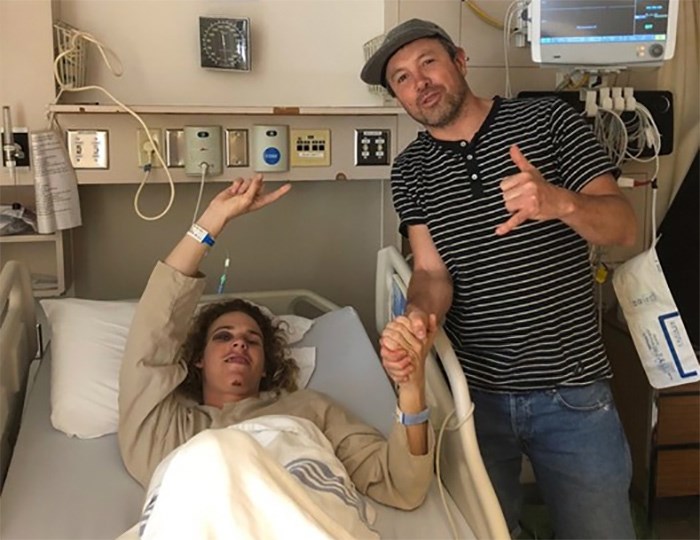  U.S. snowboarder Brock Crouch, left, and mountain safety location co-ordinator Shin Campos, are seen in this undated handout photo. An American pro-snowboarder has survived after being buried alive by an avalanche in the backcountry of Whistler, B.C. Eighteen-year-old Brock Crouch was under the snow for five minutes before his friends uncovered him in a harrowing rescue. THE CANADIAN PRESS/HO, Shin Campos 