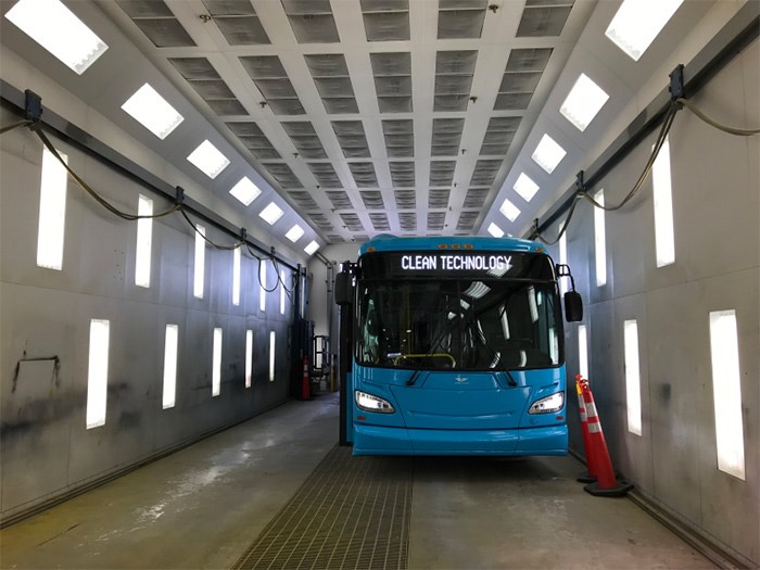  An electric bus like this will be used in the bus trial.
