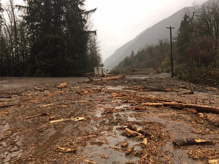  A mudslide near Bridal Falls on Highway 1 last year. Photo TranBC