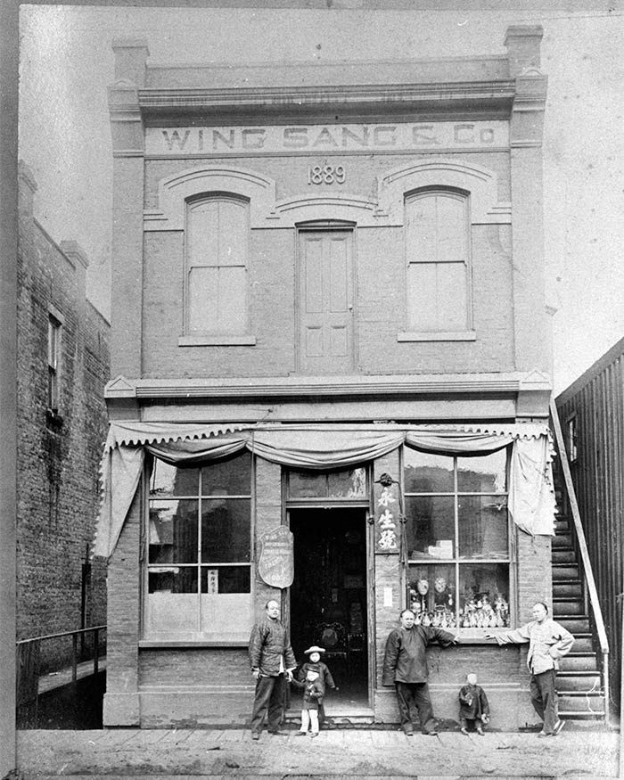  Yip Sang with children and family members in front of Wing Sang Company building, 1900. Vancouver Archives Item: CVA 689-51