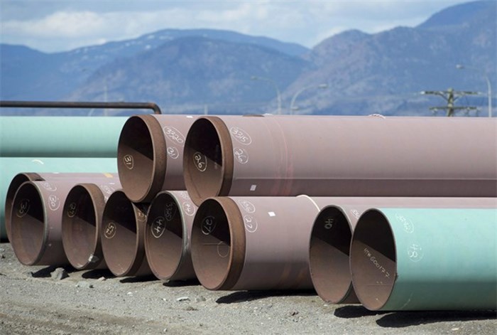  Pipes are seen at the pipe yard at the Transmountain facility in Kamloops, B.C., Monday, March 27, 2017. THE CANADIAN PRESS/Jonathan Hayward