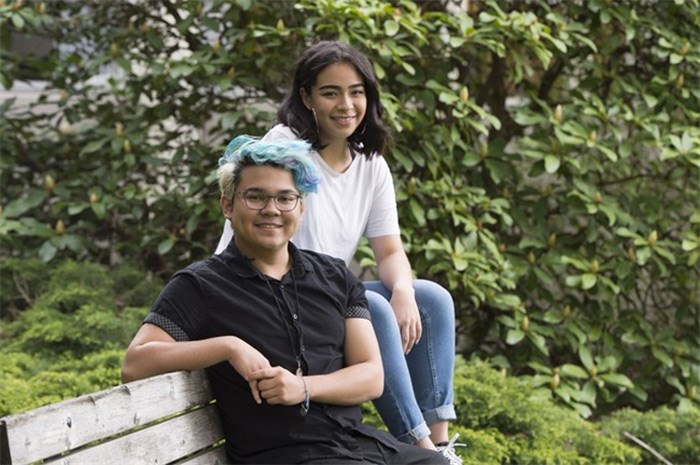  Joshua Ramon and Stephanie Barrantes both grade 12 students pose for a photo outside their school in Vancouver, B.C., Friday, May, 4, 2018. THE CANADIAN PRESS/Jonathan Hayward