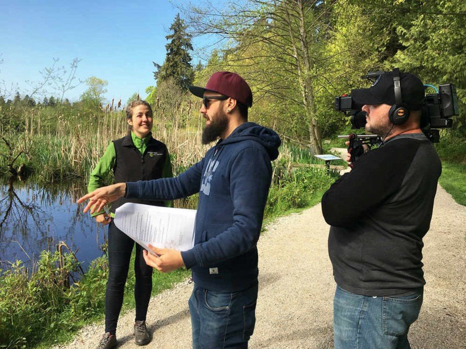  Location director Graham Evans and director of photography Mark Goodhew set the scene for Celina Starnes' interview for the Discovery Channel. - Martha Perkins