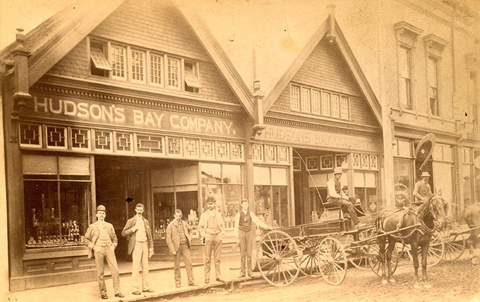  Hudson's Bay Company storefront at 150 Cordova Street, 1889. Photo: Vancouver Archives Item: CVA 61-1