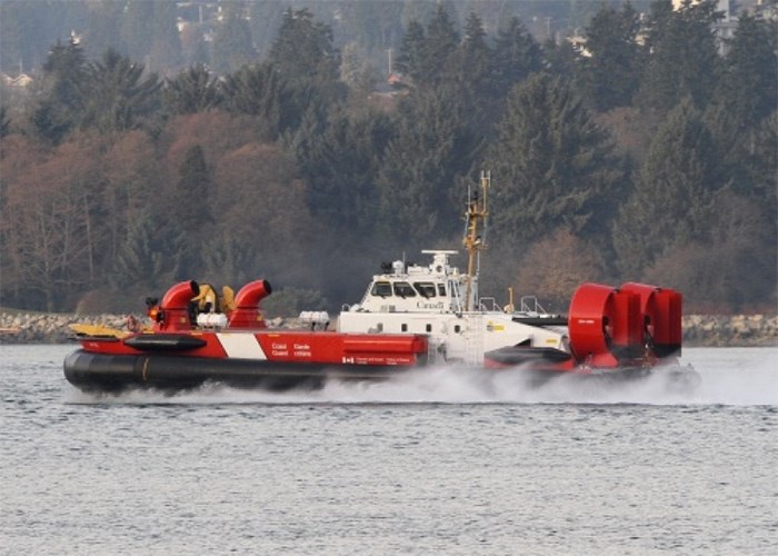  The Coast Guard hovercraft Moytel was one of several vessels, including a BC ferry, called to search the waters off Gambier Island as part of a marine emergency Wednesday afternoon. photo supplied DFO