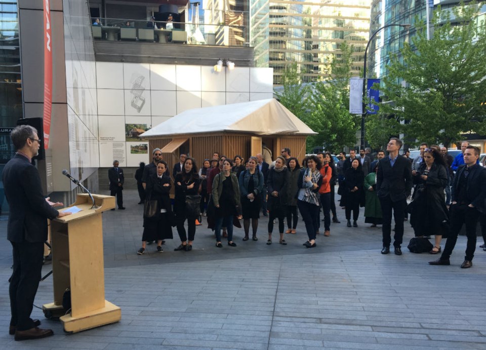  Eric Friederickson, public arts manager for the City of Vancouver speaking at the opening of the exhibit Photo Melissa Shaw