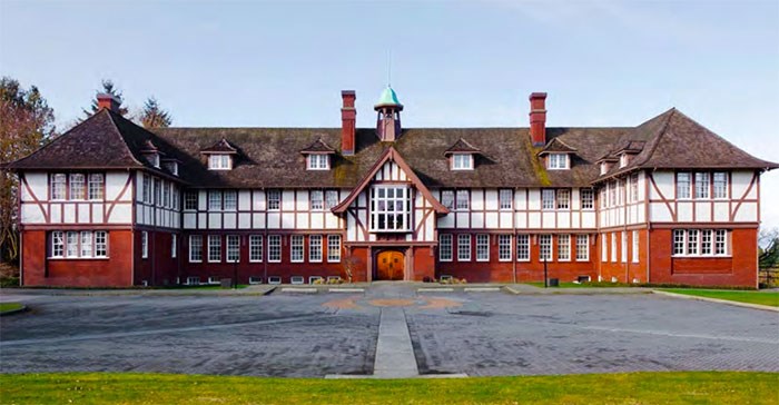  The former Fairmont Academy, which was later an RCMP building, will be demolished or moved to make way for the Heather Lands masterplan. Image via City of Vancouver