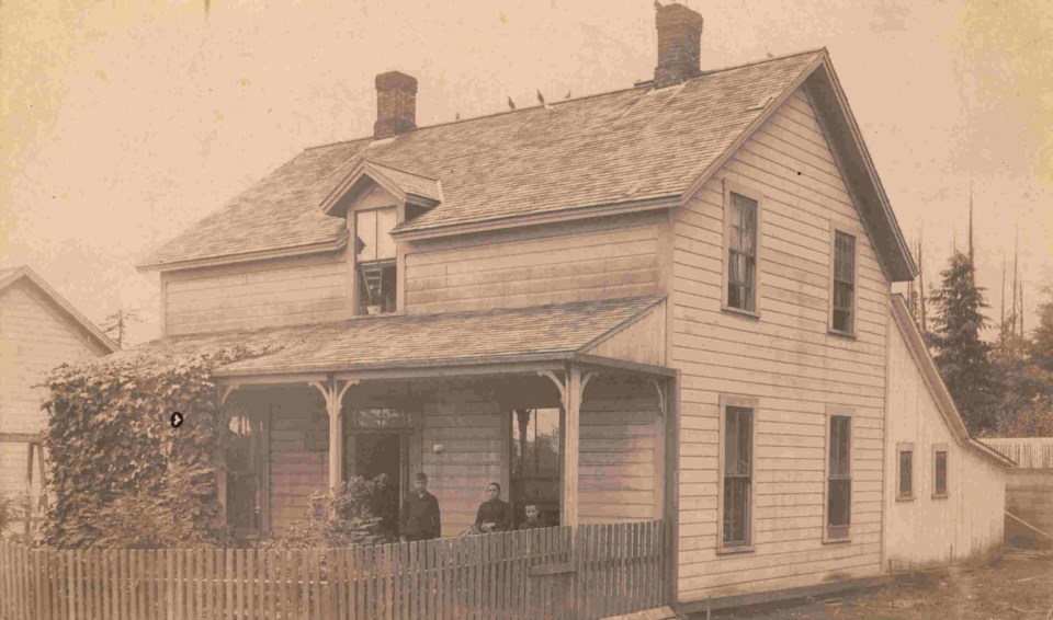  The Patterson home at Nob Hill, ca.1890. Left to right Fred Patterson, Emily and Willie Williams. CVA OUT P330